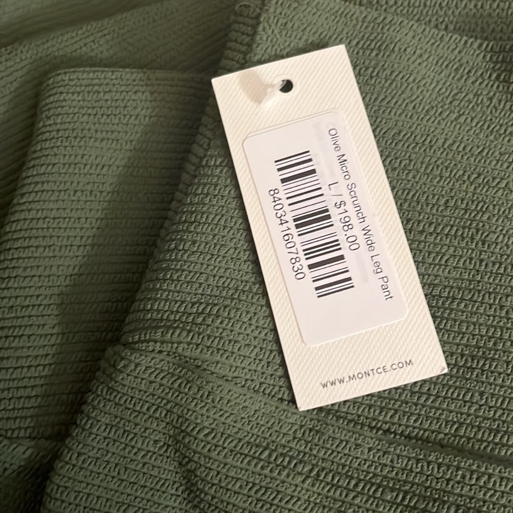Olive Micro Scrunch Wide Leg Pant NWT - Picture 5 of 9